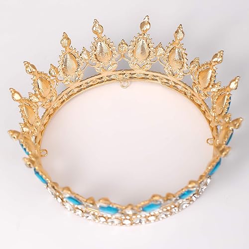 Miniatura 4 de FORSEVEN Corona de reina con diamantes de imitación, coronas y tiaras de boda para mujer, accesorios para el cabello, corona de cumpleaños de