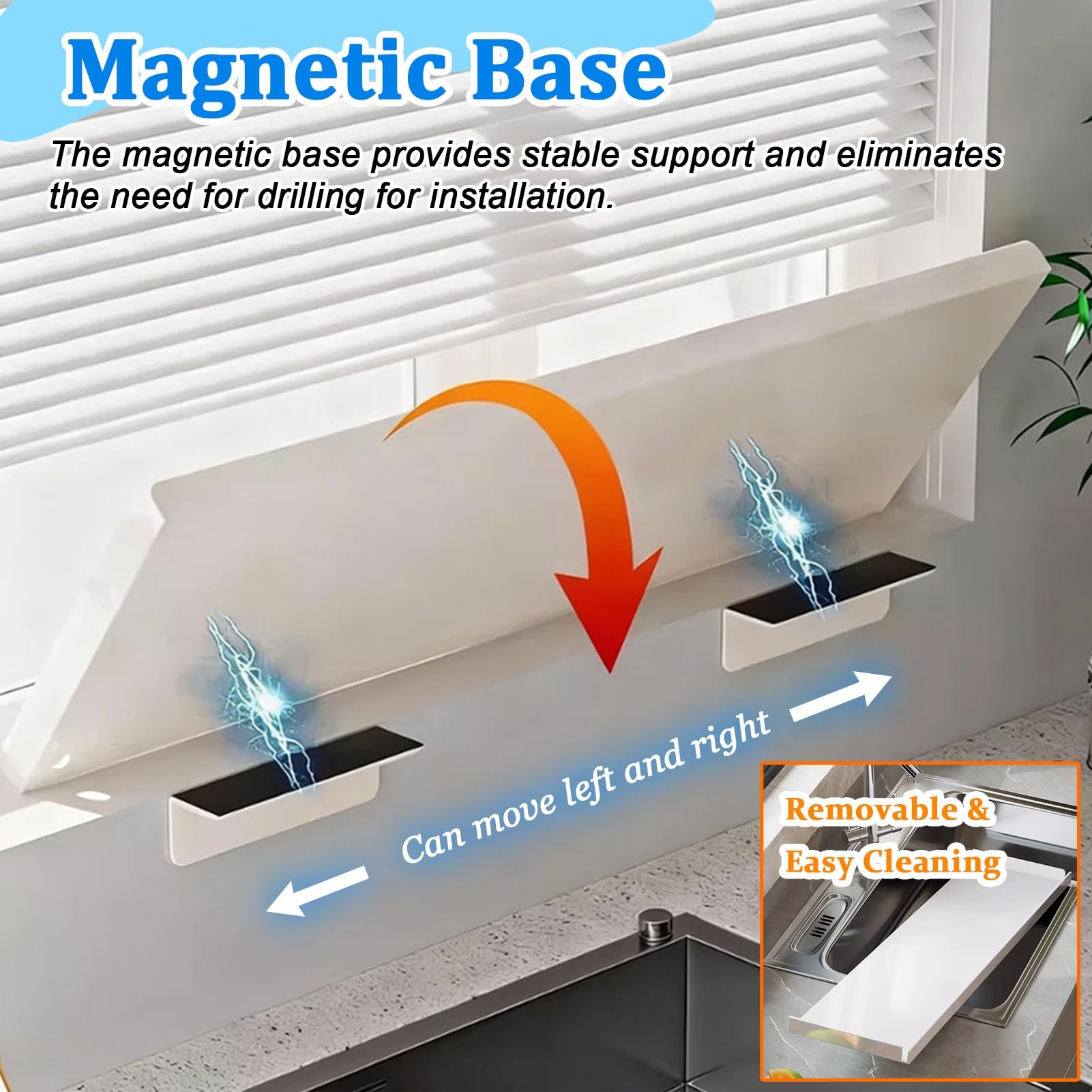 Piastra di estensione per davanzale della finestra, magnetica in metallo, impermeabile, antiruggine, per piano di lavoro della cucina, organizer salvaspazio