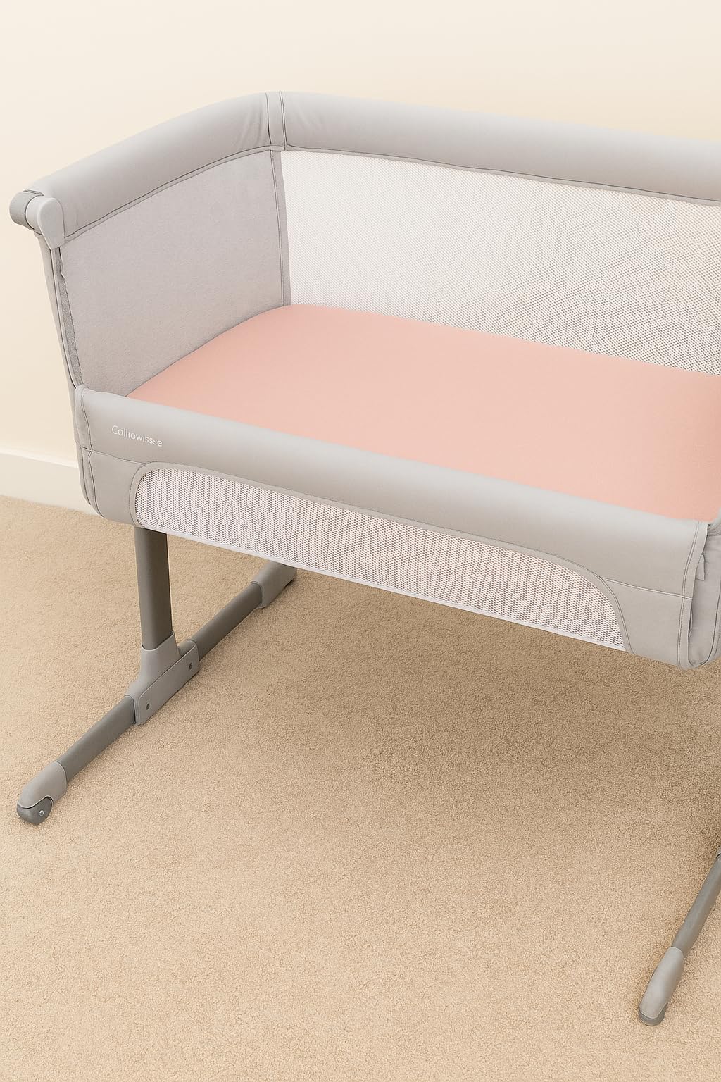 Callowesse Organic Cotton Fitted Side Sleeper Crib Sheets, Pack of 2, Universal Fit: 86cm x 56cm, Machine Washable, Soft Pink