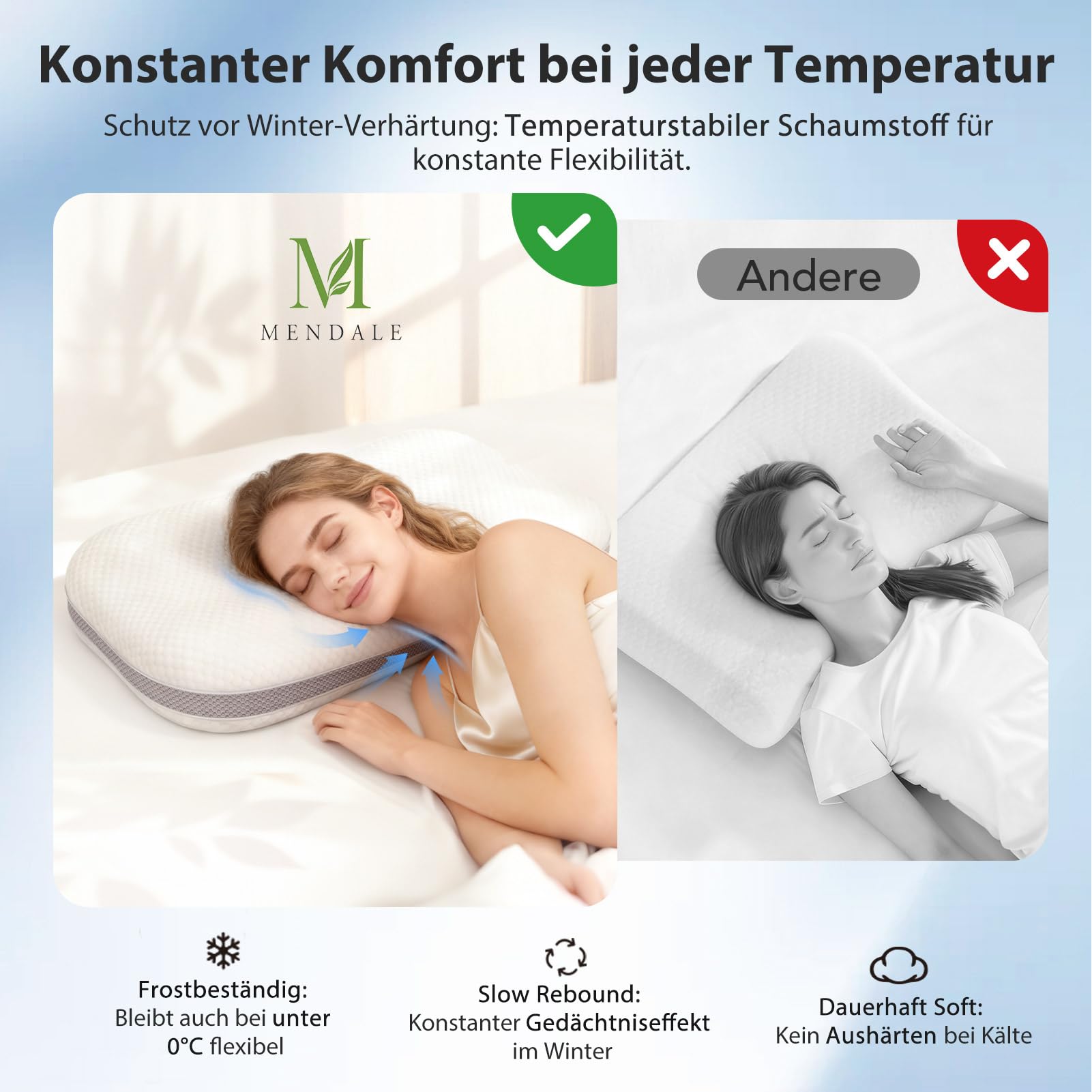 Nackenkissen Kopfkissen - Höhenverstellbar Nackenstützkissen zur Linderung von Nackenschmerzen - Ergonomisches Memory Foam Kissen Schlafkissen - Waschbares Bezug,70x39.6CM