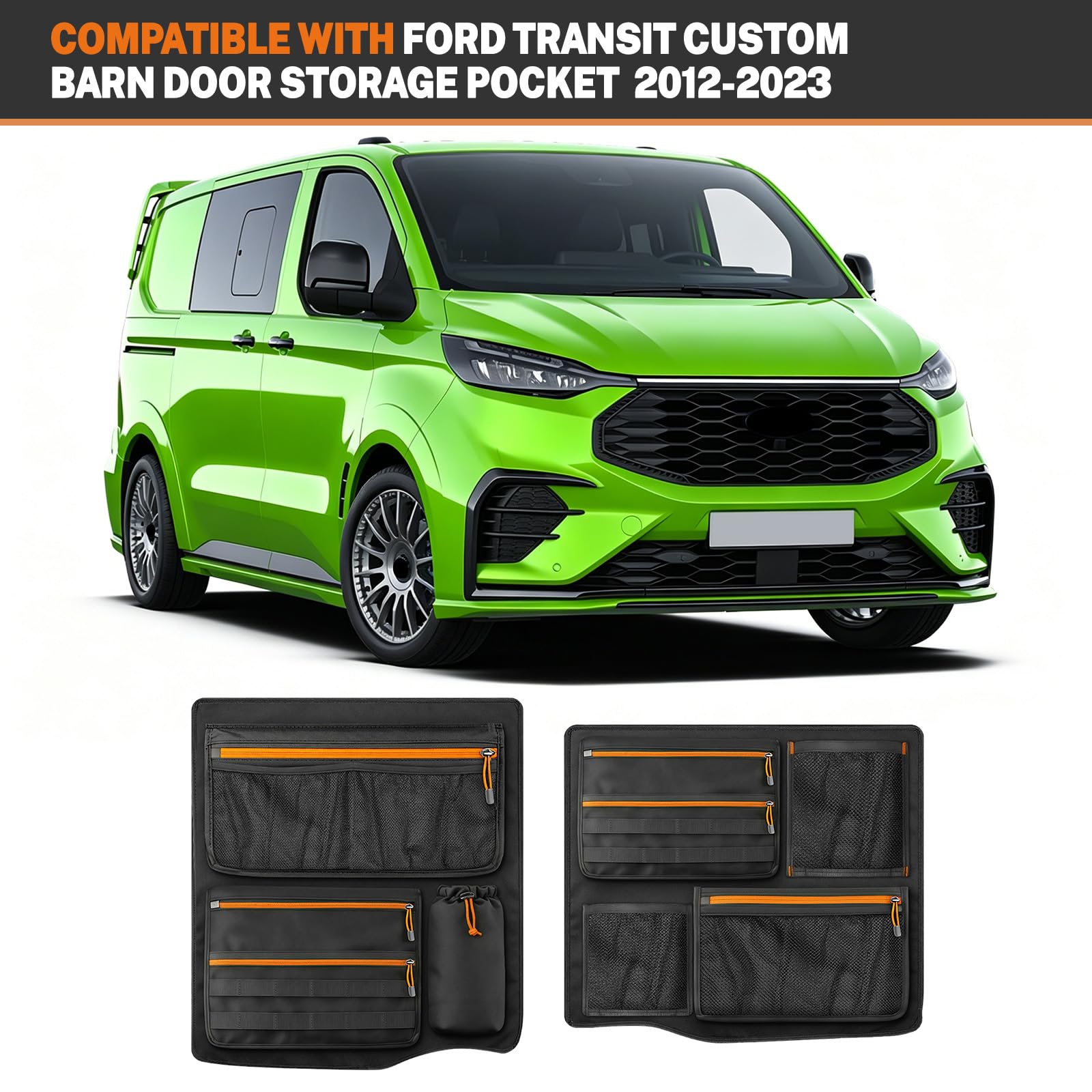 Scheunentür Lagerorganisator kompatibel mit Ford Transit Custom, 1 Paar Stauraumsparer Scheunentür Organizer Van Taschen
