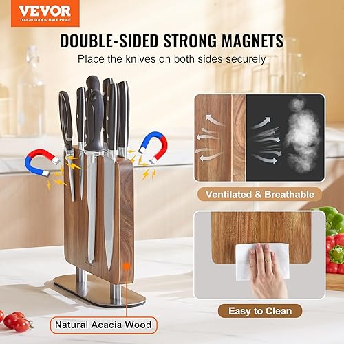 Miniatura 2 de VEVOR Bloque magnético para cuchillos, soporte para cuchillos de cocina de 10 pulgadas, soporte magnético de doble cara, estante multifuncional para