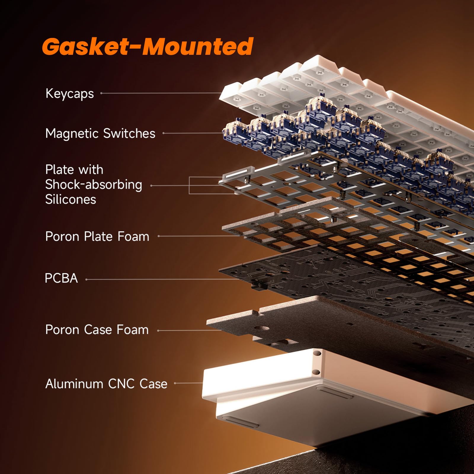 Akko MOD68 HE 8K Rapid Trigger Keyboard, aluminium CNC, klawiatura z efektem Halla, układ 65% ISO-UK QWERTY, RT0,005 mm (czarny przezroczysty, przełączniki magnetyczne AstroAim)