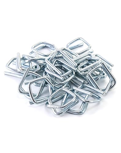 Miniatura 13 de QWORK Paquete de 50 hebillas de alambre de metal, 3/4 pulgadas de ancho, plata, para flejes de polipropileno, Paquete de 200 unidades.