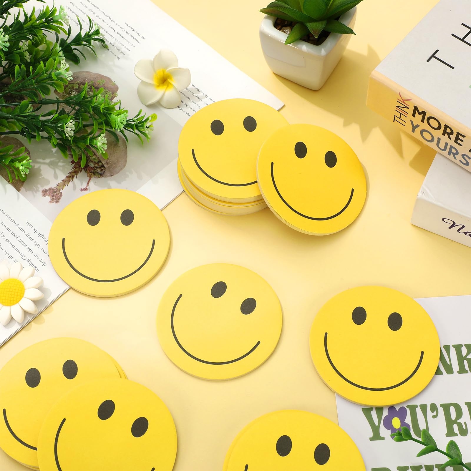 Amazon.com : JarThenaAMCS 24 Pack Smile Face Sticky Notes Yellow