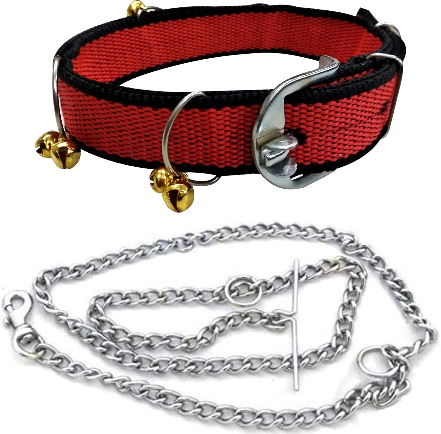 S.Blaze Dog Belt Combo of Ghungroo Dog Collar with Dog Chain Specially