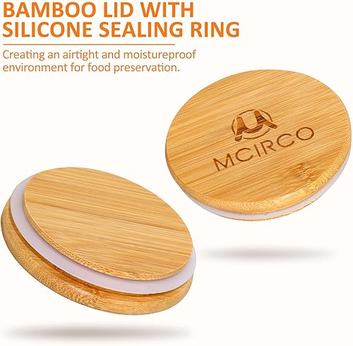 Miniatura 4 de M MCIRCO - Juego de recipientes de cocina 9 tarros herméticos de vidrio con tapas de bambú recipientes de almacenamiento de alimentos de vidrio para
