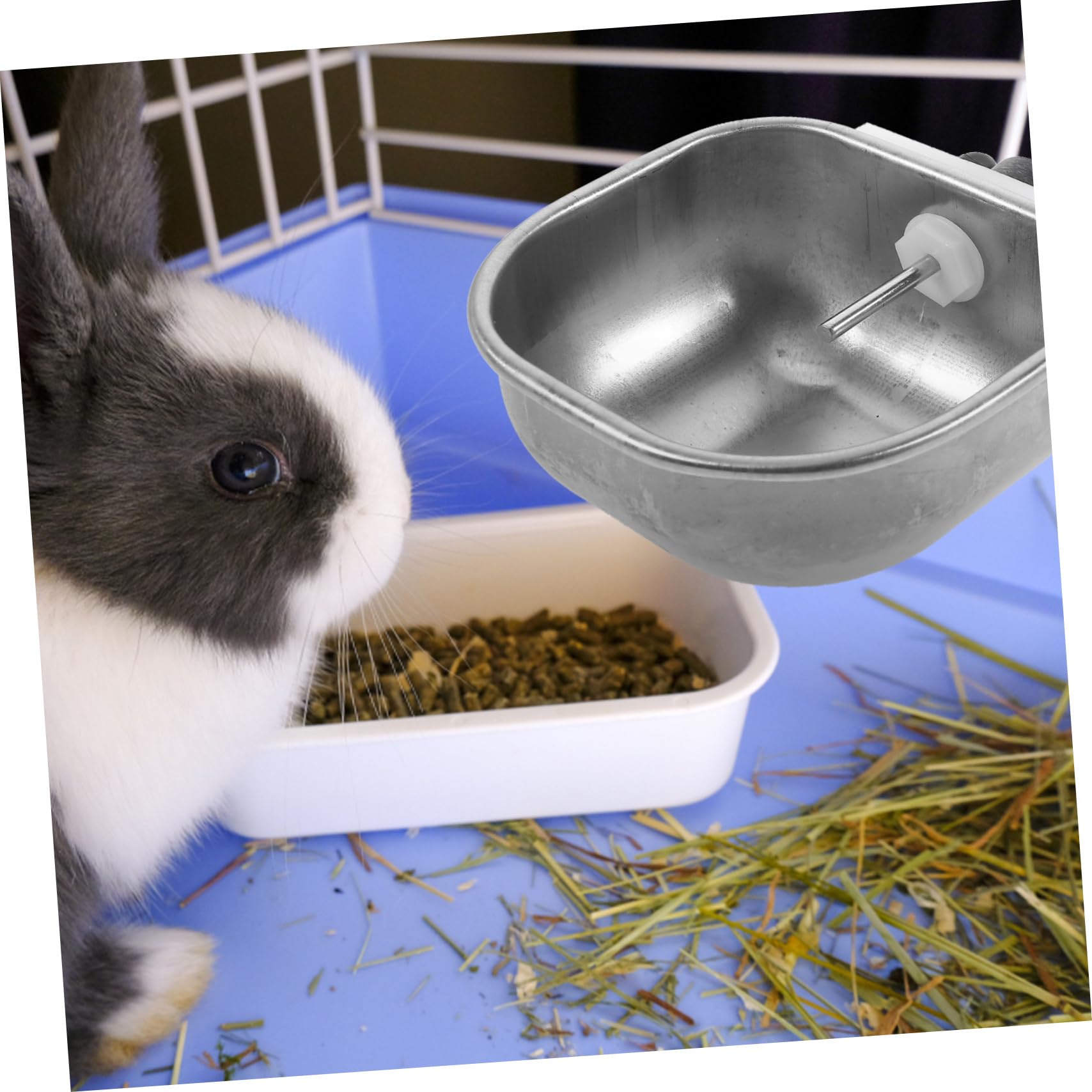 VANZACK 6pezzi Distributore Automatico Per Conigli Ciotola Inossidabile Da Facile Da Installare e Utilizzare Per Gabbie Di Piccoli Animali Domestici