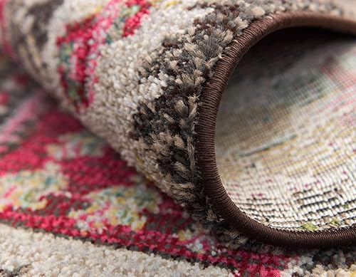 Miniatura 6 de Unique Loom Sedona Collection Southwestern, geométrico, borde, sobreteñido, moderno, tribal, alfombra abstracta de 5 x 8 pies, multicolor y beige