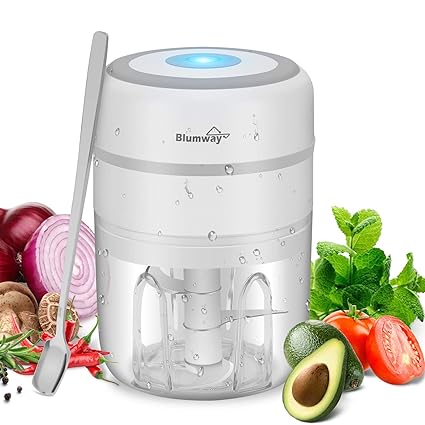 Electric Mini Garlic Chopper, Wireless Portable Enhanced Power 3 blades Slicer, 250ml Blender Mini Garlic Press Chopper for Garlic, Vegetable, Fruit, Onions, Meat, Salad, Baby Food, IP68 Waterproof