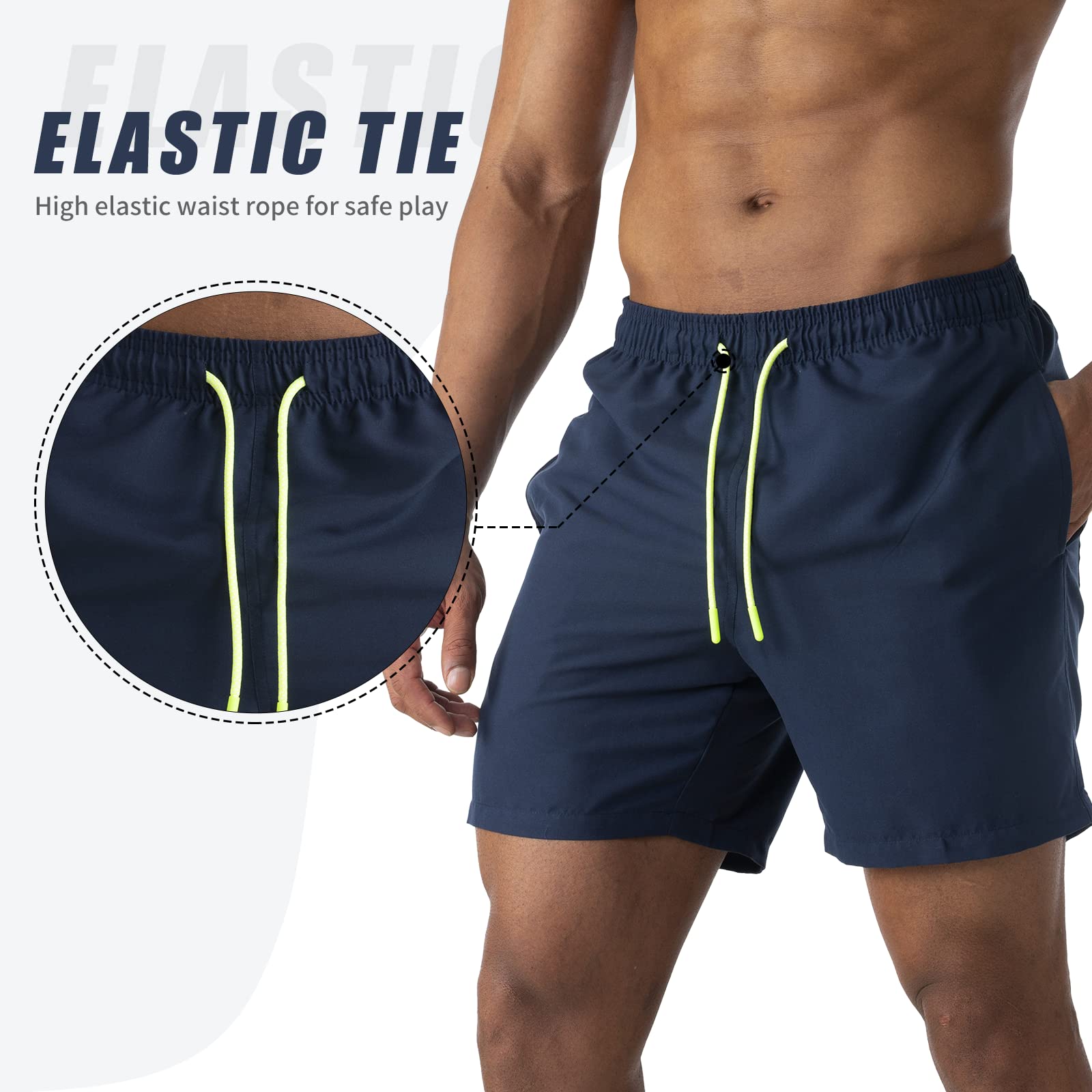 EDOTON Costumi da Bagno Uomo, Leggeri ad Asciugatura Rapida Costume Piscina Uomo Lungo Impermeabili Costume Uomo Mare con Cintura Regolabile e Tasche/Nuoto/Surf/Casual