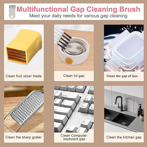 Miniatura 7 de 3 piezas de cortador de tazas con 3 cepillos de limpieza de huecos de acero inoxidable fresa rebanador de plátano rebanador de frutas cortadoras de