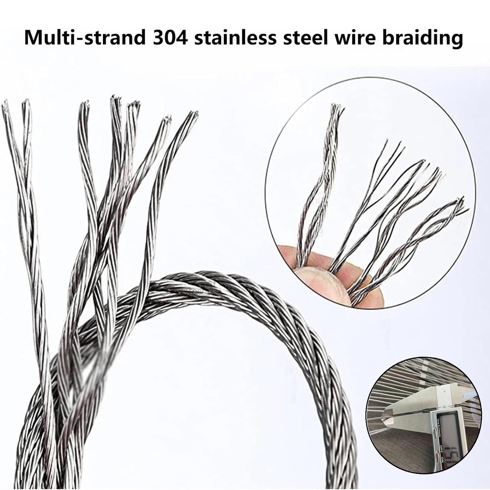 304 Inless - Rete flessibile per balcone, in acciaio, 6 cm, 1,5 mm, 2,5 x 6 m, anti-caduta Seilnetz, per proteggere da esterni