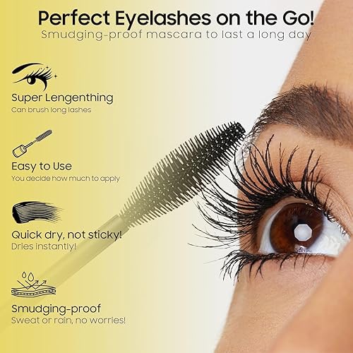 Mascara - Mascara Volume and Length, Waterproof & Long-Lasting Formula Curling & No Clumping Liquid Lash Extensions, Smudge-Proof and No Flaking for Elastic Stretching