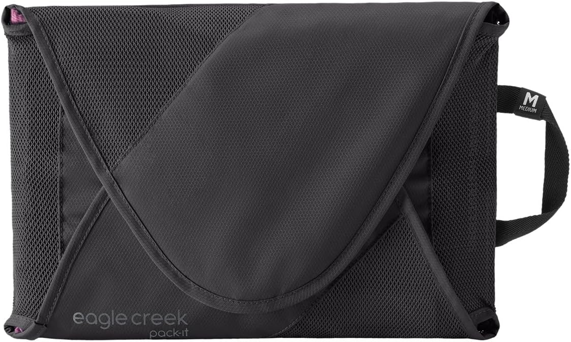 Carpeta para prendas Pack-It Reveal de Eagle Creek, mediana, negra | Bolsa para prendas de viaje con alas de compresión para maximizar el espacio para el equipaje, asa superior conveniente, material de secado rápido