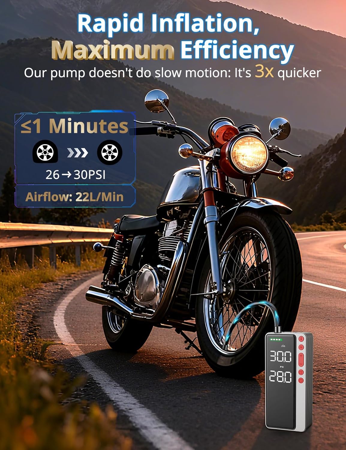 MATULSA Tire Inflator Portable Air Compressor, Silver Smart Air Pump for Car Tires, All-in-One Storage Bike Tire Pump with LED Light, 10000mAh&150PSI Pump for Motor, Bicycle and More, Auto Shut-Off