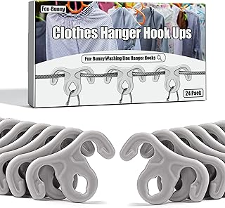 24 Pcs Washing Line Hanger Hooks, Clothes Hook Windproof Pegs, Strong Grip Washing Pegs, Reduces Need To Iron Clothes, Perfect for Clothes Line Outdoor Retractable/Rotary Washing Line