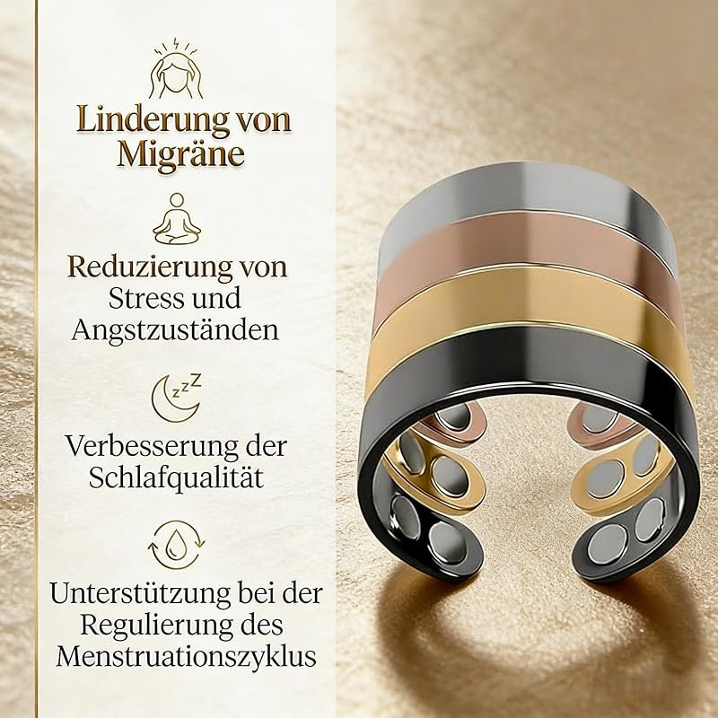 Neovolta VitalRing zum Abnehmen - Akkupressurring Damen, verbessert Schlaf, reguliert das hormonelle Gleichgewicht | natĂĽrlicher Begleiter in den Wechseljahren