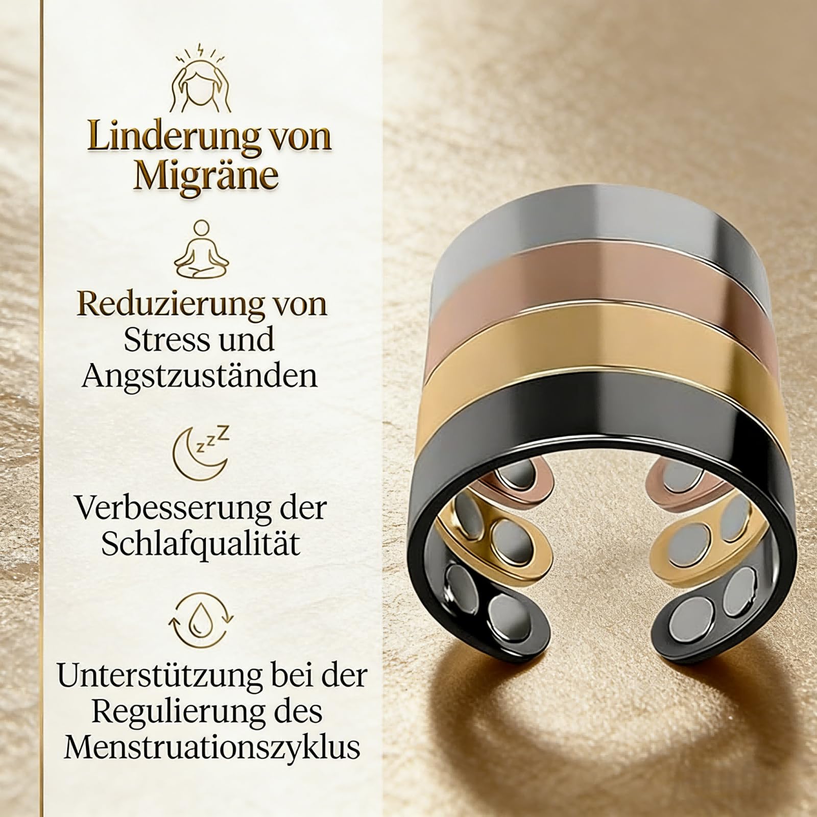Neovolta VitalRing zum Abnehmen - Akkupressurring Damen, verbessert Schlaf, reguliert das hormonelle Gleichgewicht | natürlicher Begleiter in den Wechseljahren - 1