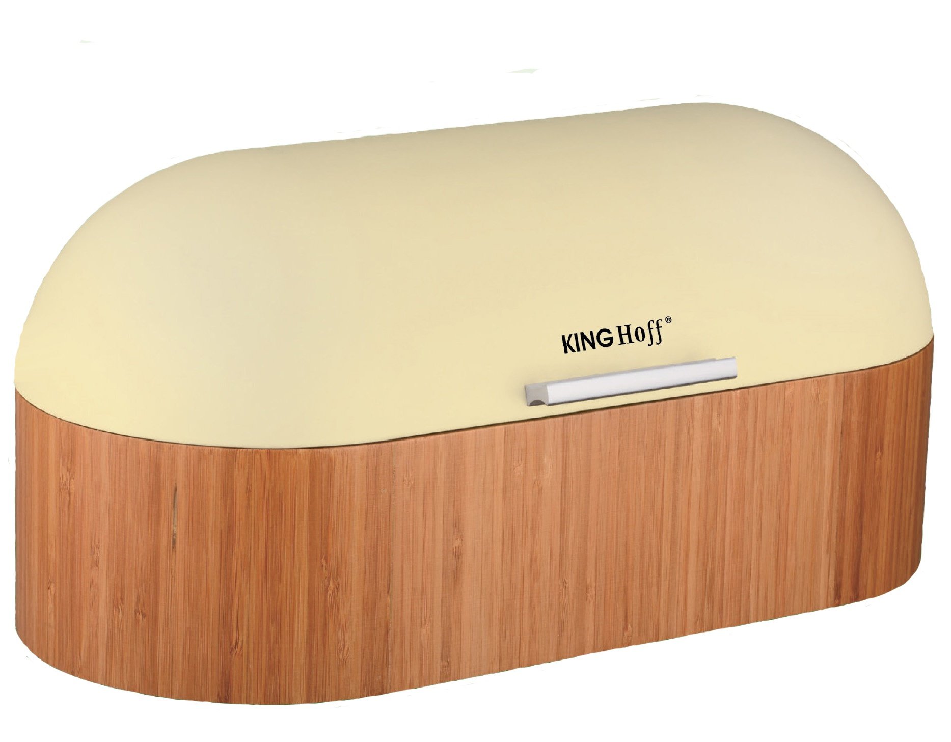 King Hoff Bread Bin with Bamboo and Stainless Steel Slatted 3356 Cream