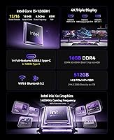 Vista 2 de KAMRUI Pinova P2 Mini PC, W-11 Pro in-tel Core i5-12600H (12C/16T, up to 4.5GHz) 16GB RAM 512GB SSD Mini Desktop Computer, Triple 4K