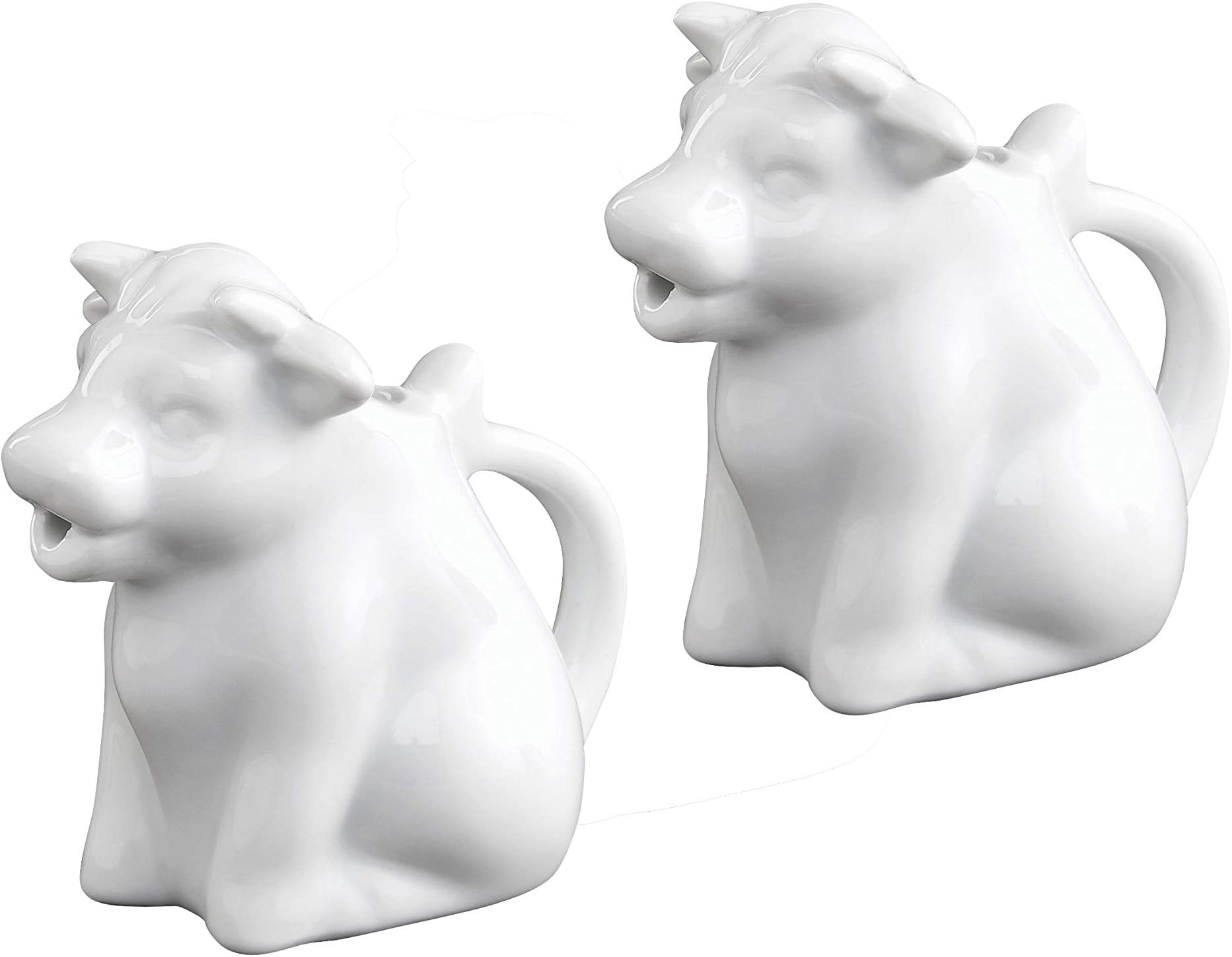 HIC Harold Import Cow Creamer with Handle, Fine White Porcelain Set of 2 NT1089/2