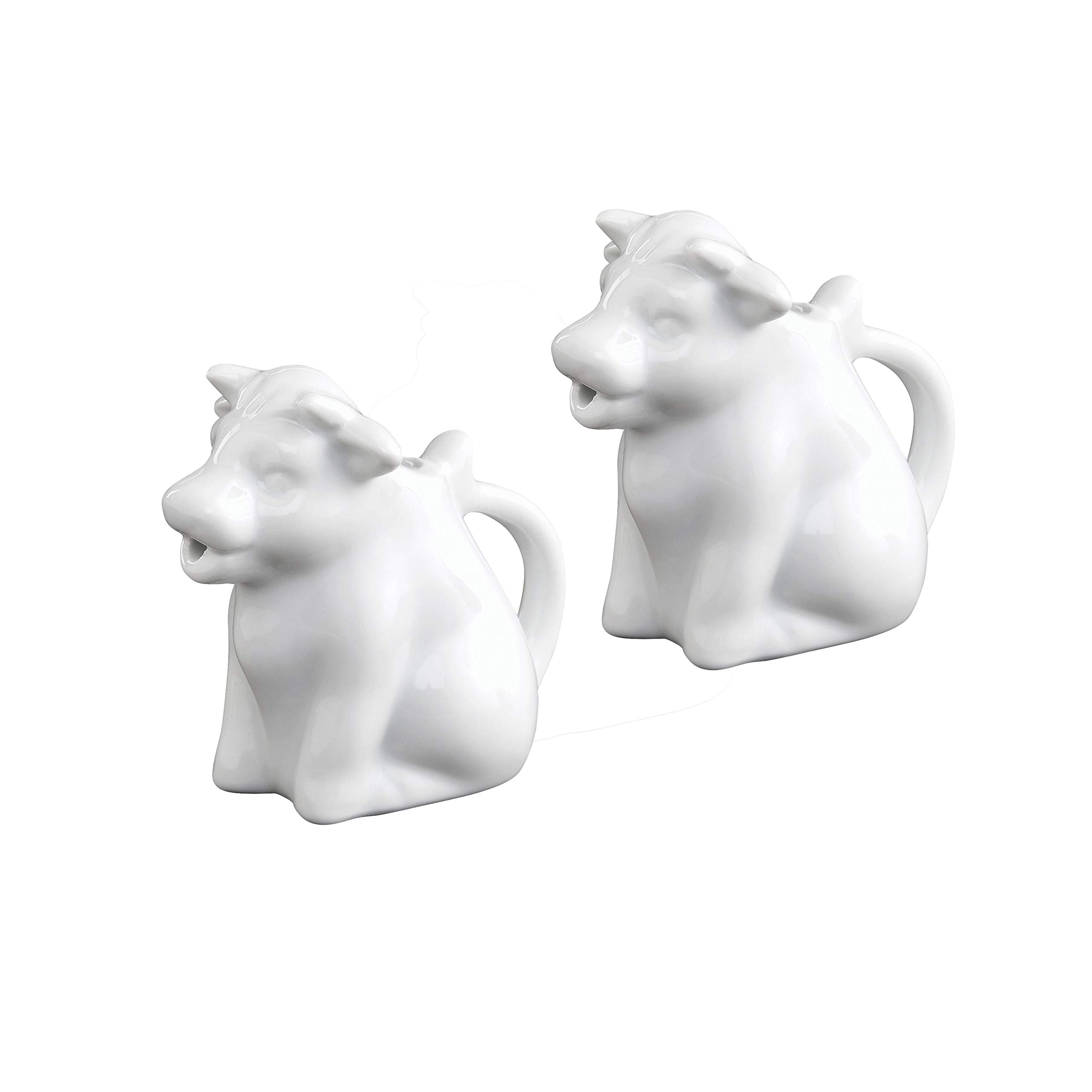 HIC Harold Import Cow Creamer with Handle, Fine White Porcelain Set of 2 NT1089/2