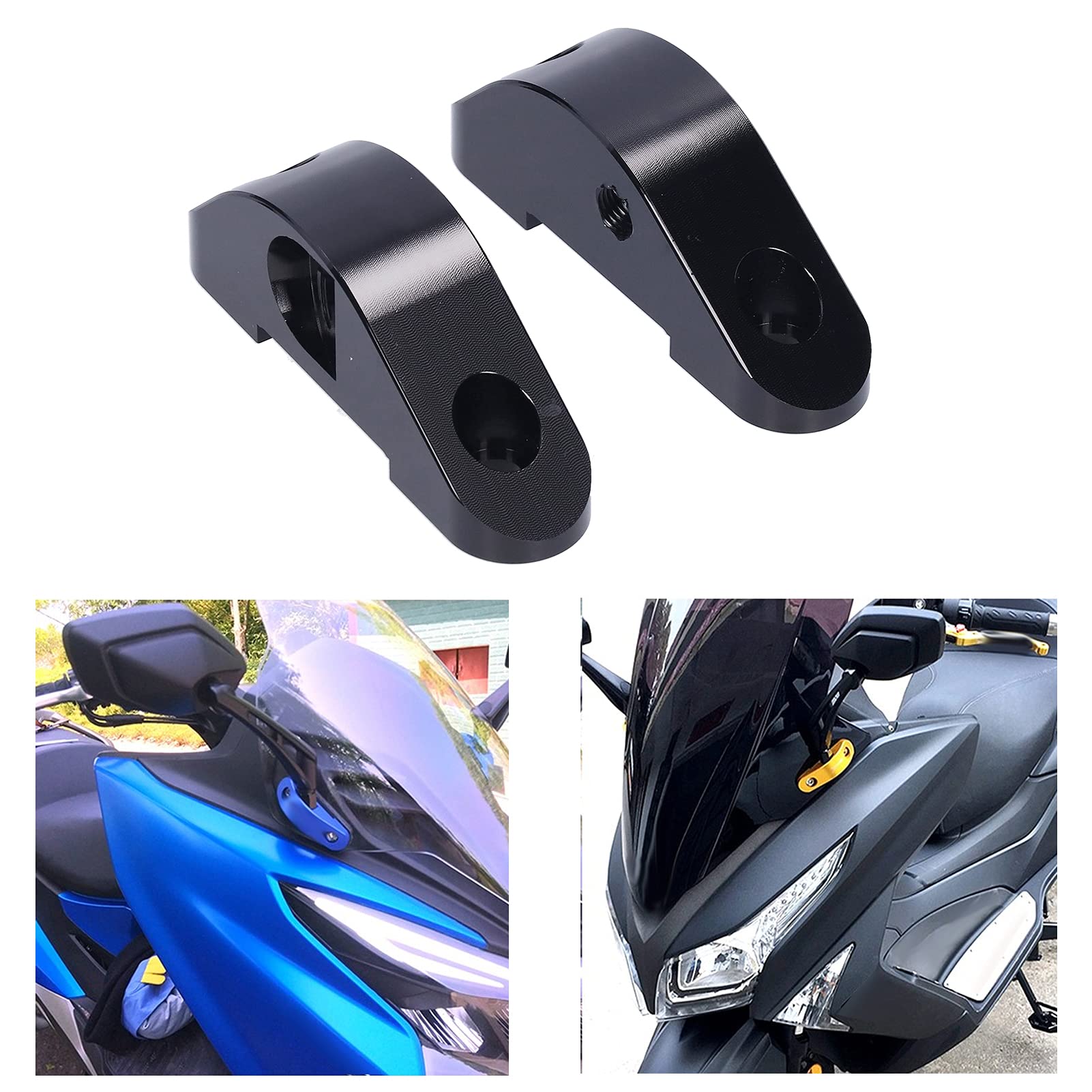 Kit Adattatore per Estensione Specchio Aramox Adatto per DOWNTOWN 300I, Kit Adattatore per Specchietto Retrovisore Nero in Lega di Alluminio Lavorato a CNC