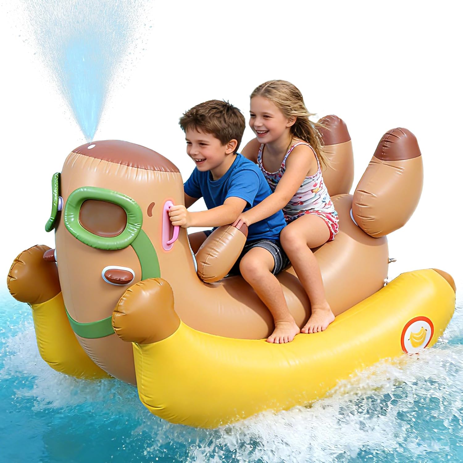 Skirfy 72" Inflatable Swimming Pool Float for Kids with Sprinkler for Yards, 3-in-1 Summer Water Toys Large Pool Raft Outdoor Party Toys