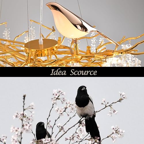 Miniatura 4 de XYDikssn Candelabro redondo de rama de árbol D24 pulgadas, 10 luces, moderno y lujoso candelabro redondo dorado de cristal con borla larga para