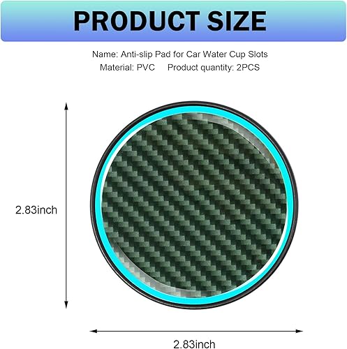 Miniatura 2 de 2 posavasos para automóvil, posavasos luminosos para automóvil, posavasos antideslizantes de fibra de carbono de 2.83 pulgadas, universales para la