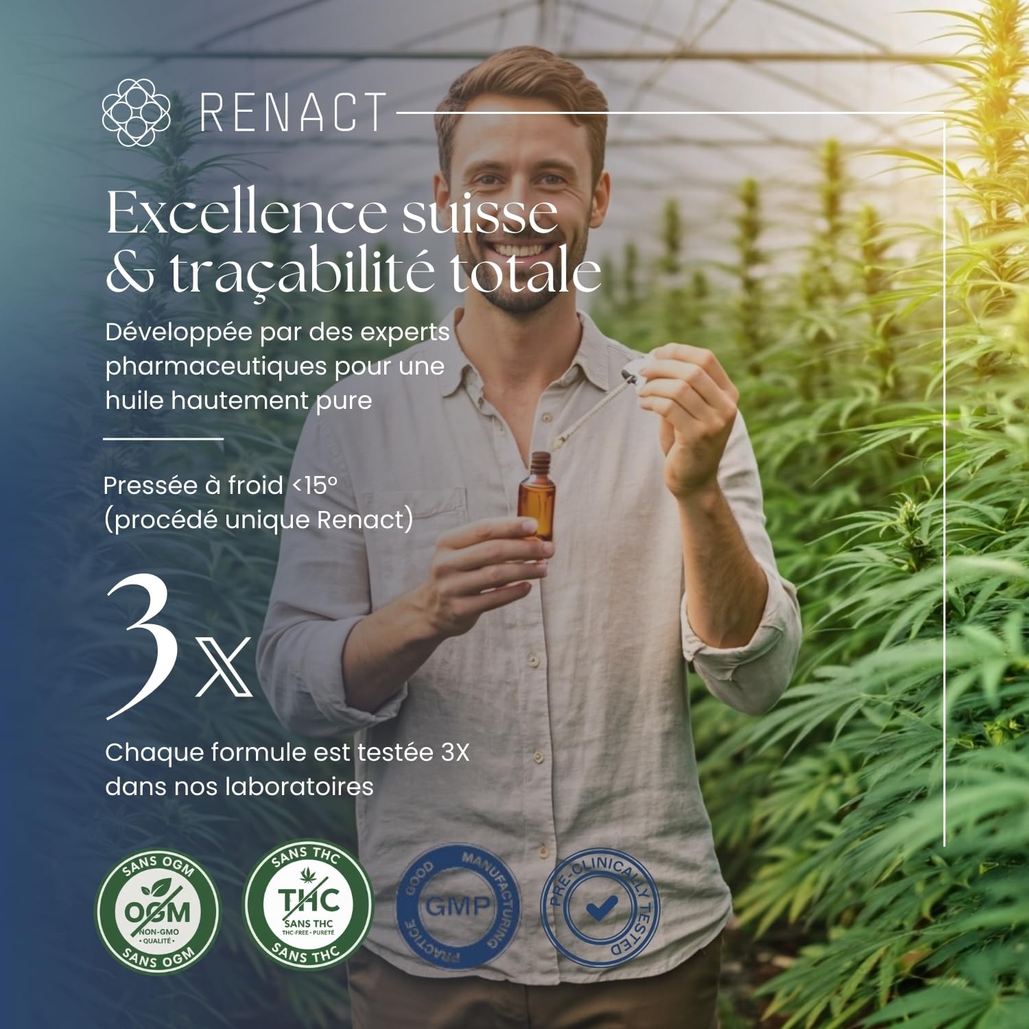 Recover Comfort - Aceite de semilla de cáñamo orgánico prensado en frío, 100% vegetal, fabricado en Suiza, 10 ml