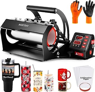 Tumblers Heat Press, Tumbler Mug Heat Press Machine 30oz 20oz 16oz Sublimation Tumblers Press Glass Jar Cans, DIY Heat Transfer Press Vinyl for 11-16oz Coffee/Ceramic Mugs (Black)