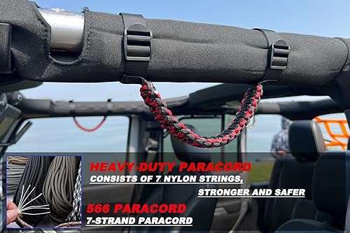 Miniatura 5 de RDFUN 2 asas de agarre para barra antivuelco, ajuste universal para Jeep Wrangler YJ TJ JK JKU JL JLU Sports Sahara Freedom Rubicon X y Unlimited