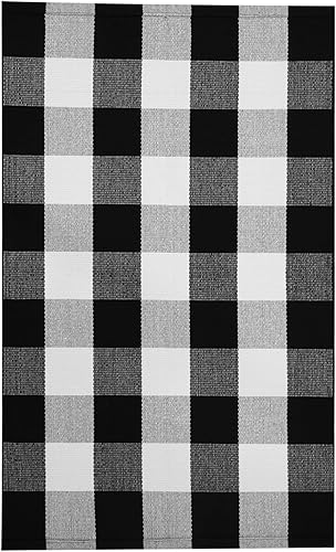 Miniatura 408 de IOHOUZE - Tapete a cuadros estilo búfalo de 5 x 8 pies para interiores y exteriores, lavable, para sala, tapete de bienvenida primavera-verano