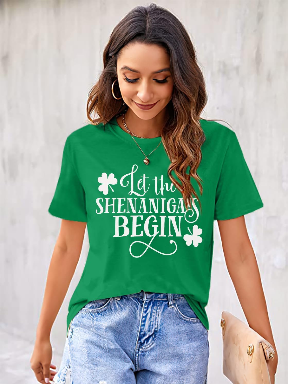 Womens St Patrick's Day Shirts Let The Shenanigans Begin Shirt Lucky T Shirt Shamrock Tee Funny Sayings Tops - Image 3