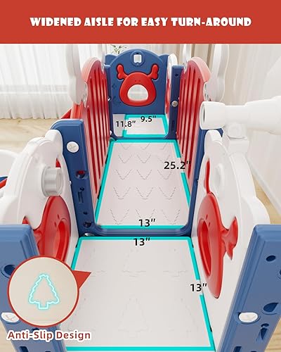 Miniatura 4 de XJD Tobogán infantil 13 en 1 para niños pequeños, nueva actualización con juego de golf, aro de baloncesto, tabla de dibujo para juego en interiores