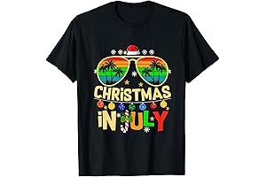 Santa Claus Sunglasses Beach Christmas in July T-Shirt