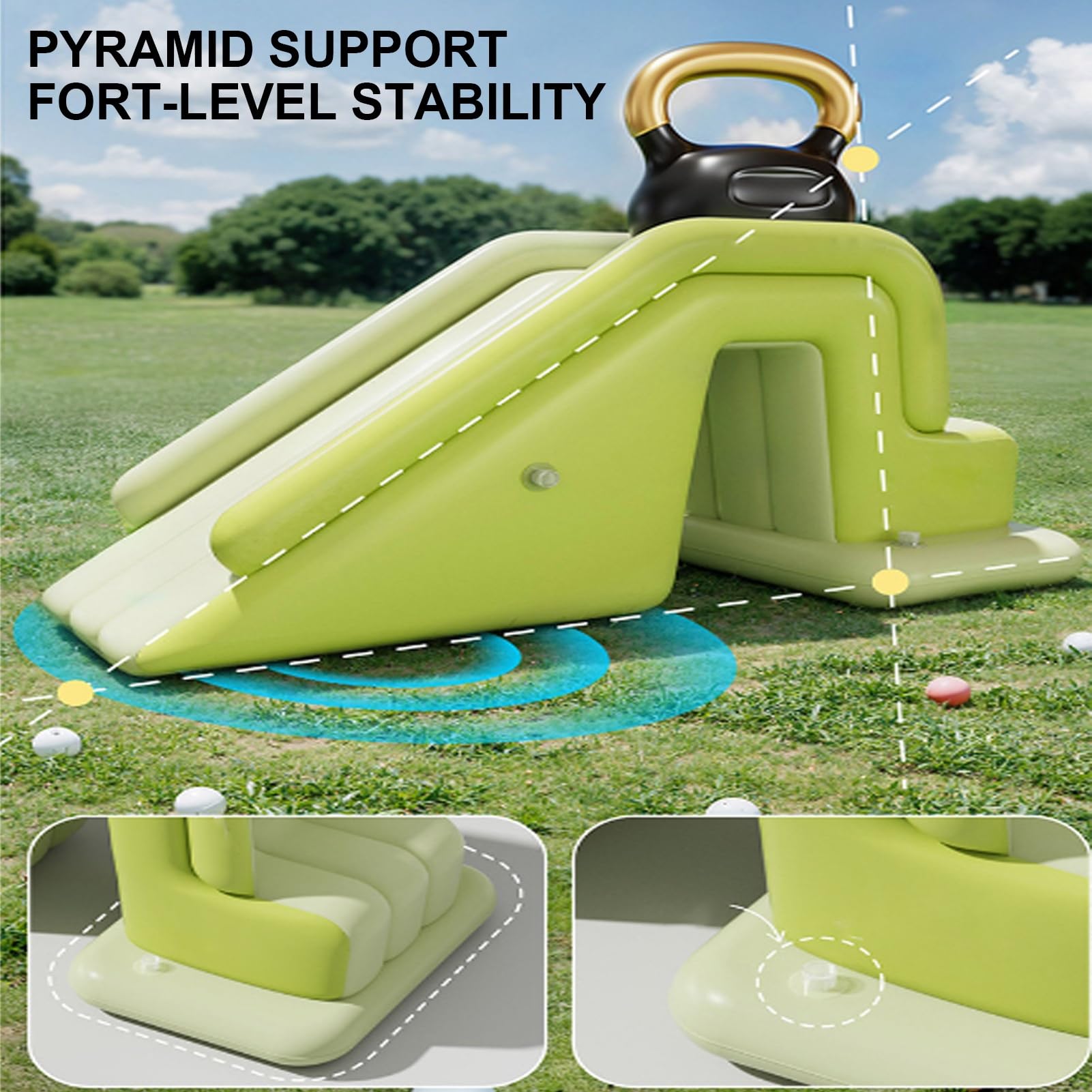 Blow Up Slide, składany suwak basenowy, 40 cm, Heavy Duty Non Slide, nadmuchiwana rampa rodzinna do rekreacji na świeżym powietrzu, parków wodnych, basenów mieszkalnych i zabawy na plaży