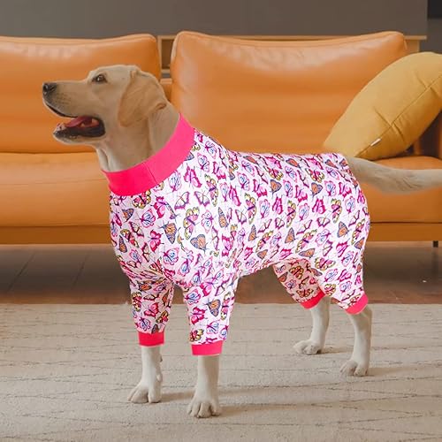 Miniatura 5 de LovinPet Pijamas grandes para perros, pijamas de protección posoperatoria, overol de cobertura completa para perro como ropa base debajo del suéter