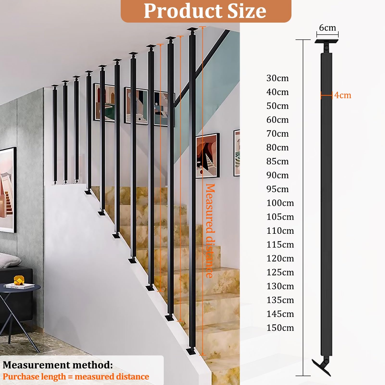 Kit de barandilla de escalera antideslizante para proteger el suelo y el techo, uso en interiores y exteriores, perfecto para niños y personas mayores, mejora la seguridad del hogar