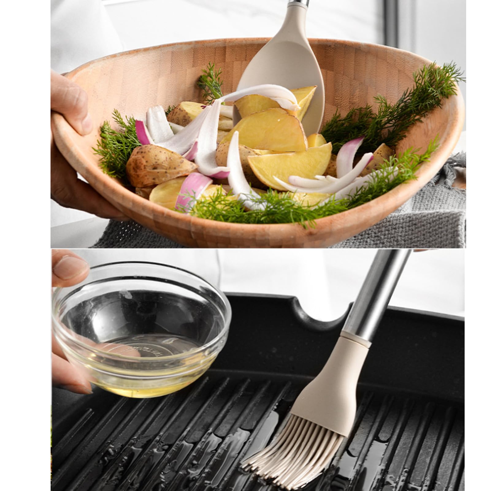 Silikon-Kochutensilien-Set, 10-teilig, hitzebeständig, antihaftbeschichtet, Silikon-Spatel-Set, Kochlöffel, Küchenutensilien mit Abtropffläche und Halter für Zuhause