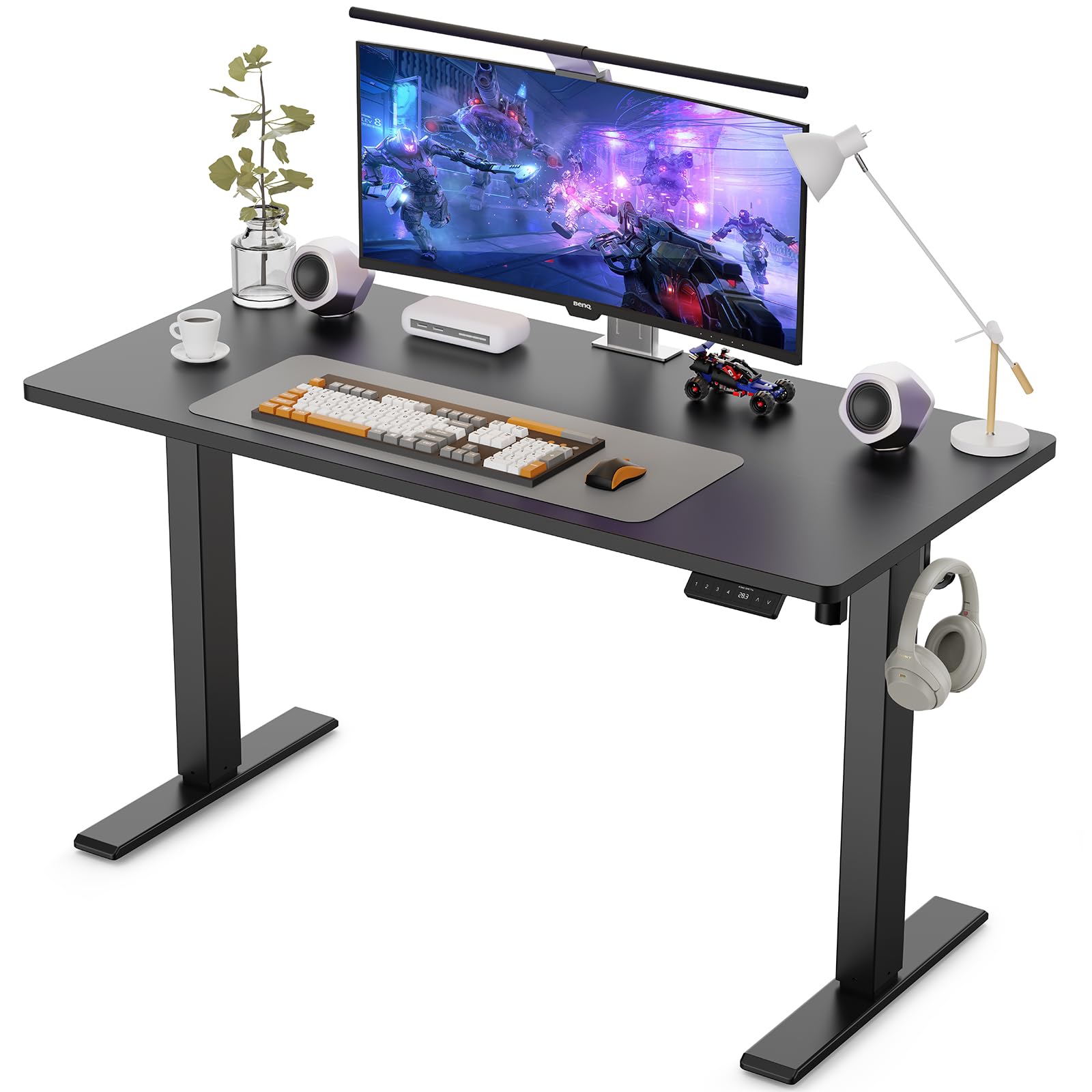 WALKINGDESK Biurko z elektryczną regulacją wysokości, 120x60 cm biurko elektryczne do pracy na stojąco i na siedząco, Czarny
