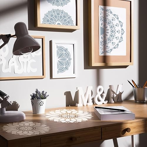 Miniatura 8 de Paquete de 9 plantillas de mandala grandes para pintar de 12 x 12 pulgadas, plantillas de pintura de mandala, plantillas de dibujo de mandala floral