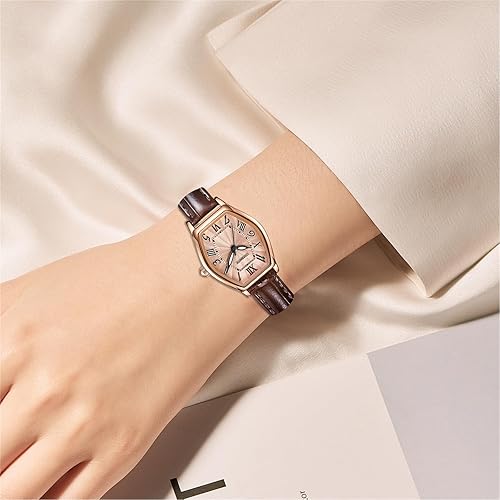 Miniatura 6 de Women's Leather Band Watch, Dainty Elegant Barrel-Shaped Women Watches Classic Vintage Retro Ladies Dress Wrist Watch, Gifts Present for Her