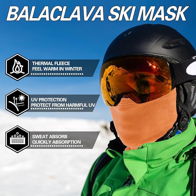 Balaclava máscara de esquí térmica naranja talla única miniatura 2