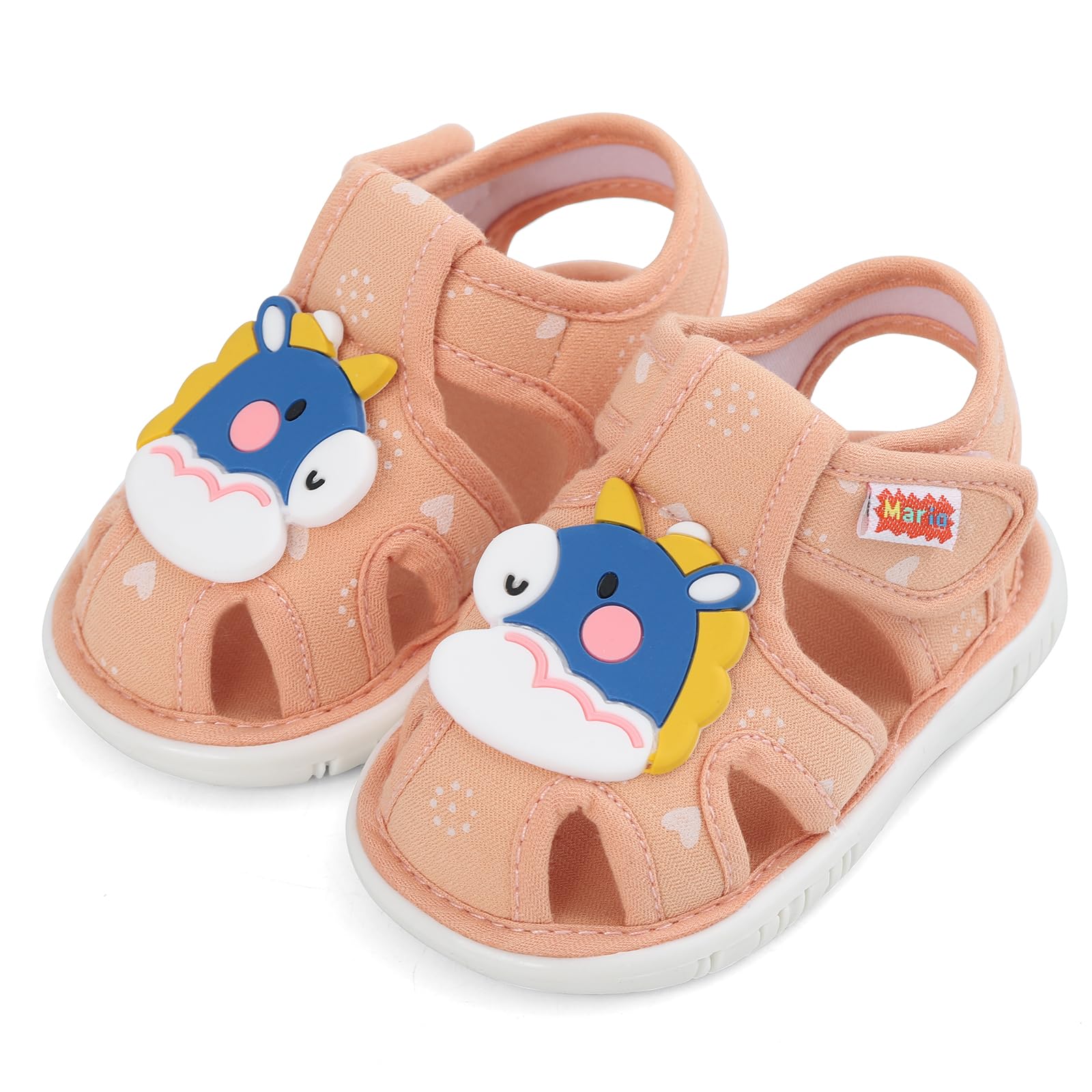 ESTAMICO Baby Girls Boys Sandals Cute Animal Summer Shoes Breathable Non Slip First Walker, 3-6 Months Infant, Orange