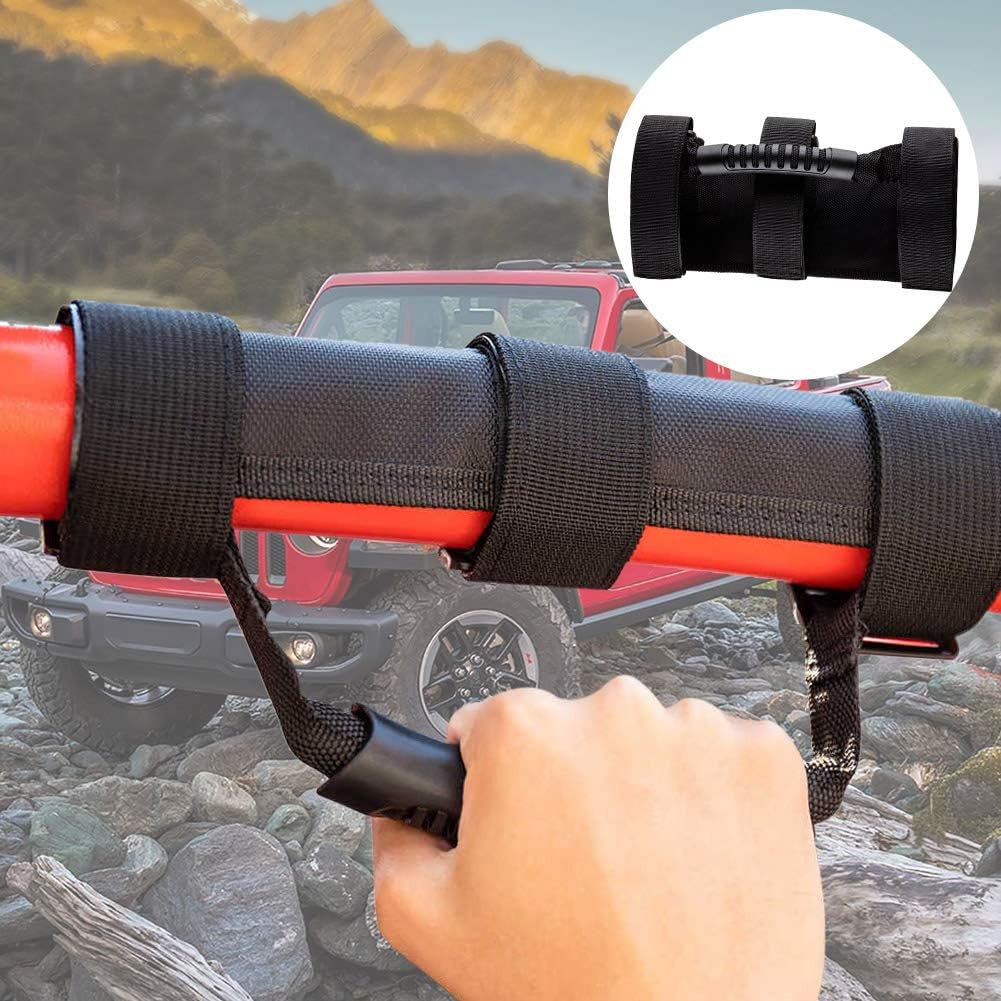JUXATECH Grab Handle Set for Wrangler Blue Roll Bar Grab Handles for