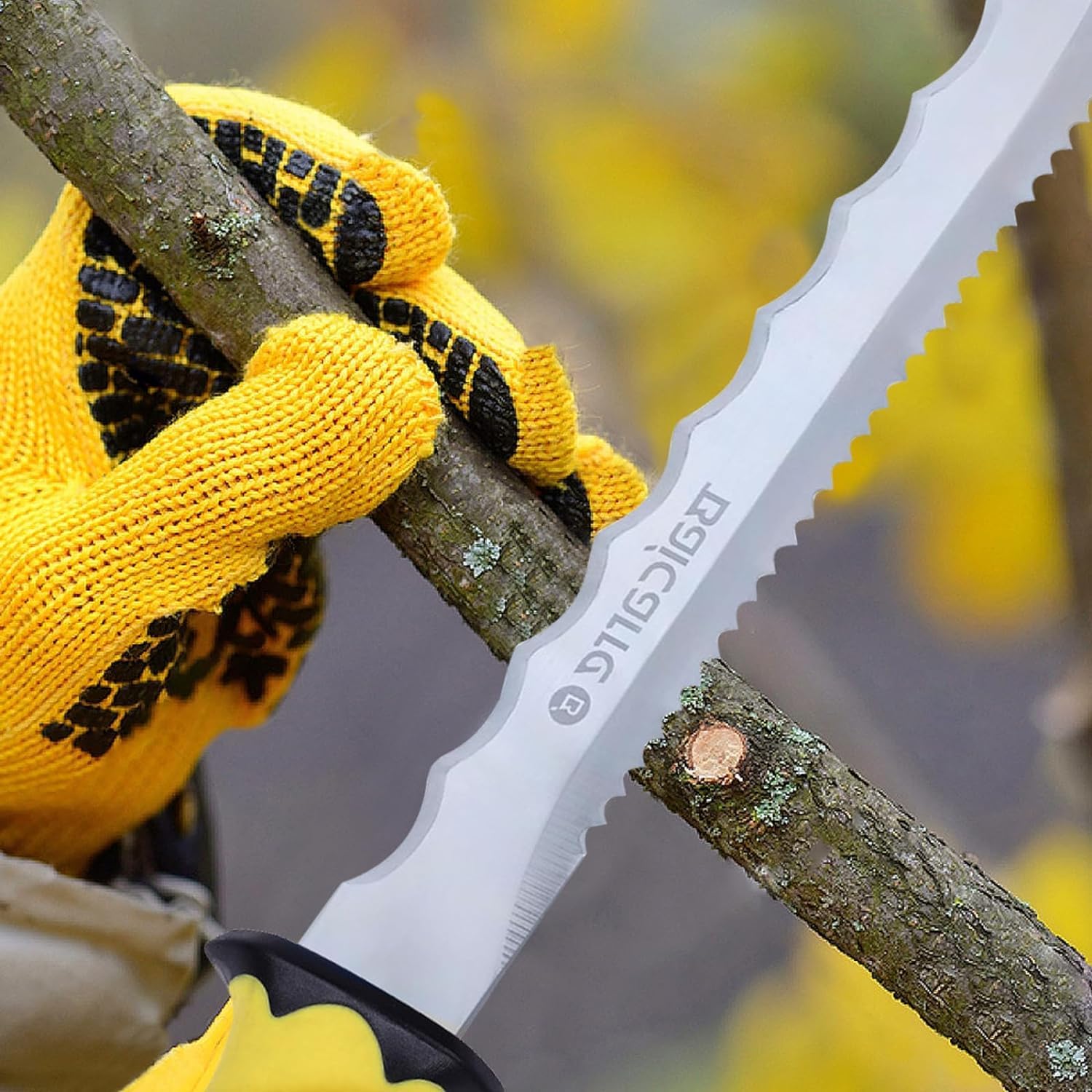 Sod Cutter Knife, Stainless Steel Insulation Knife with Yellow Handle, 11" Double Side Utility Lawn Repair Garden with Nylon Sheath