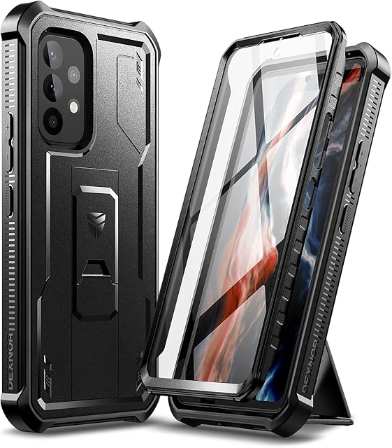 Dexnor for Samsung Galaxy A53 Case Built-in Screen Protector and Kickstand 360 Full Body Heavy Duty Military Grade Protection Shockproof Protective Cover for Samsung Galaxy A53 - Black